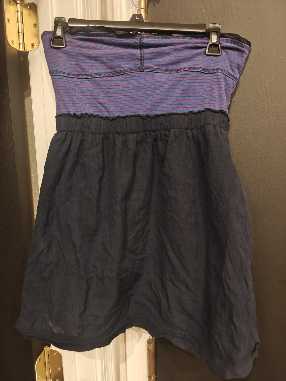 Vintage Garage Purple Striped and Navy Blue Strapless Top